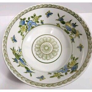 Andrea By Sadek Porcelain Bowl Made In Japan 9282 Blue, Yellow Flowers Butterfly